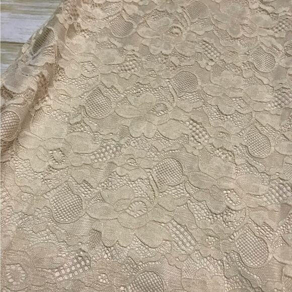 EllisonCream Beige Lace Mock Neck Sleeveless Spring Summer Dress Size Large - Picture 2 of 5